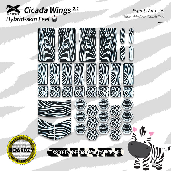 X-Raypad Cicada Wings V2 Grips Universales - Boardzy Zebra